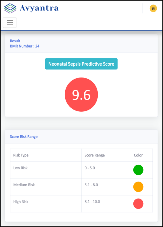 Snapshot of PreSco’s Risk Score Screen
